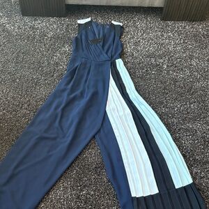 BCBG Navy and Light Blue Jumpsuit
